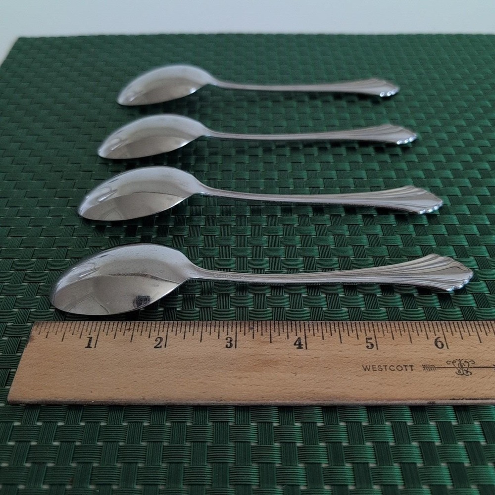 Oneida BANCROFT Place Oval Soup Spoons USA Flare Tip Glossy Lot Set of 4 - Picture 4 of 8
